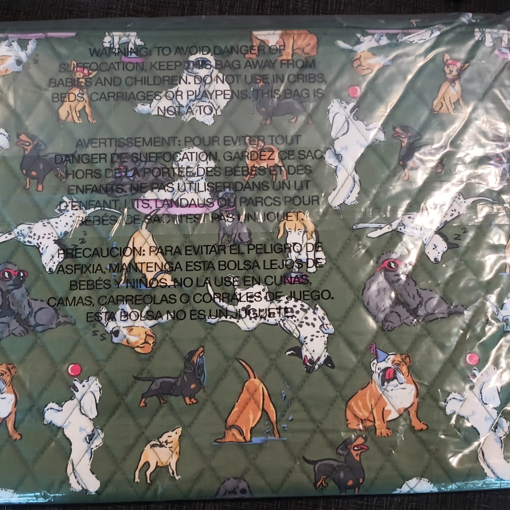 Vera Bradley Green Dog Print Pet laptop zippered case